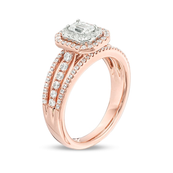 Previously Owned - Celebration Ideal 1 CT. T.w. Emerald-Cut Diamond Engagement Ring in 14K Two-Tone Gold