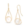 Thumbnail Image 1 of Previously Owned-IMPERIAL® 9.5-10.0mm Freshwater Cultured Pearl Swirl Frame Open Teardrop Earrings in 14K Gold