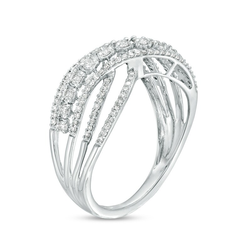 Main Image 3 of Previously Owned - 1/2 CT. T.W. Diamond Crossover Ring in 10K White Gold