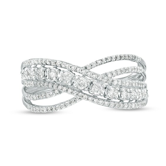 Previously Owned - 1/2 CT. T.w. Diamond Crossover Ring in 10K White Gold