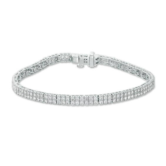 Previously Owned - 3 CT. T.w. Diamond Two Row Line Bracelet in 10K White Gold - 7.5"