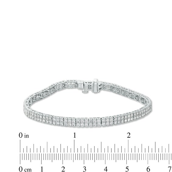 Previously Owned - 3 CT. T.w. Diamond Two Row Line Bracelet in 10K White Gold - 7.5"
