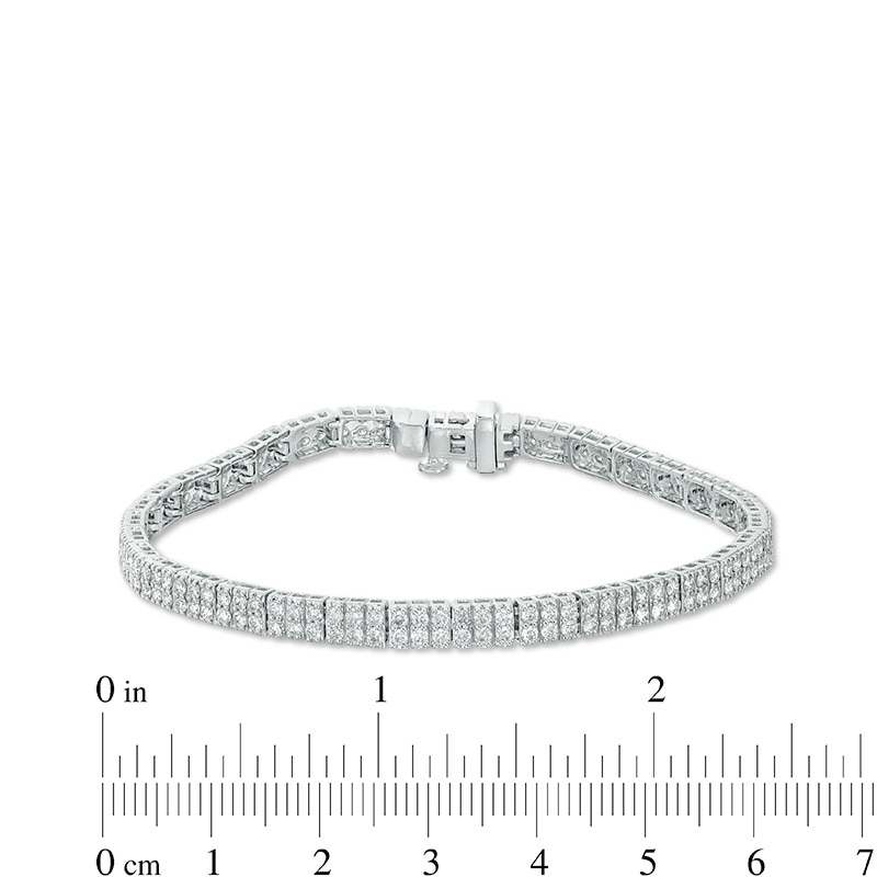 Main Image 3 of Previously Owned - 3 CT. T.W. Diamond Two Row Line Bracelet in 10K White Gold - 7.5"