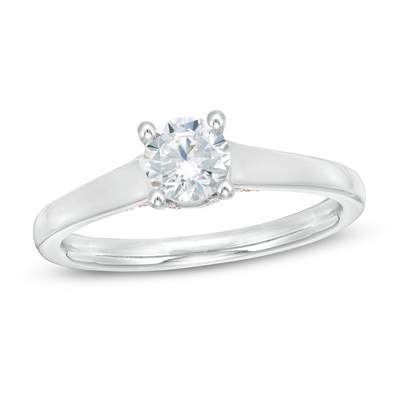 Main Image 1 of Previously Owned - Zales Private Collection 3/4 CTW. Colourless Diamond Engagement Ring in 14K Two-Tone Gold (F/I1)