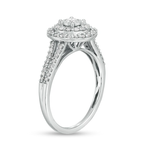 Previously Owned - 1/2 CT. T.w. Diamond Double Frame Engagement Ring in 10K White Gold
