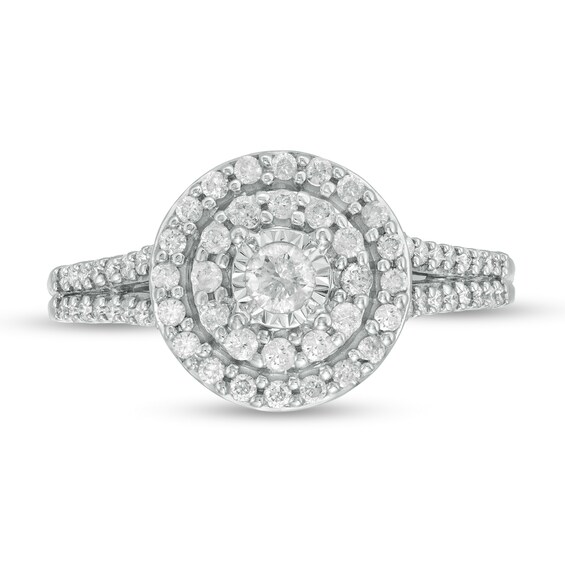 Previously Owned - 1/2 CT. T.w. Diamond Double Frame Engagement Ring in 10K White Gold