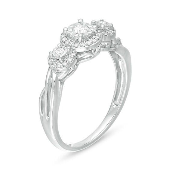 Previously Owned - 1/4 CT. T.w. Diamond Past Present FutureÂ® Frame Twist Engagement Ring in 10K White Gold