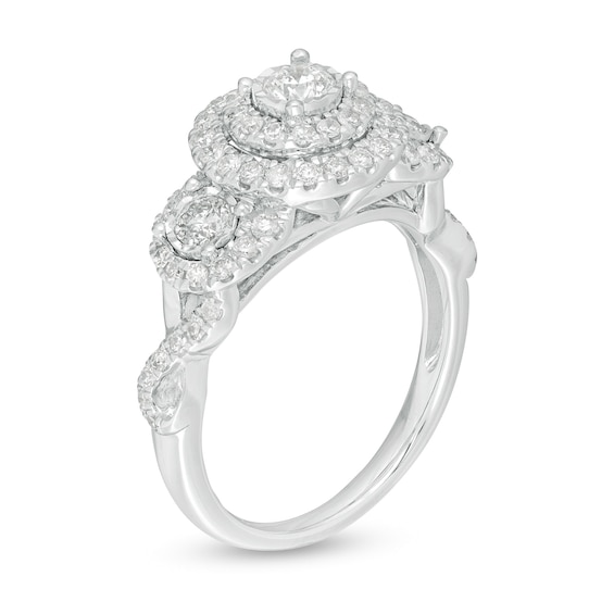 Previously Owned - 1 CT. T.w. Diamond Past Present FutureÂ® Double Frame Twist Engagement Ring in 10K White Gold