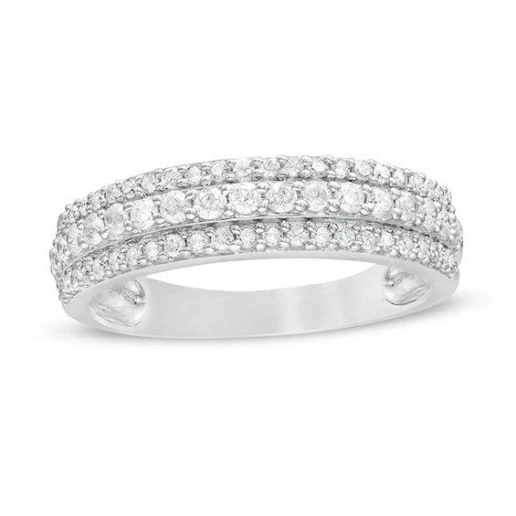 Previously Owned 1/2 CT. T.w. Diamond Multi-Row Band in 10K White Gold