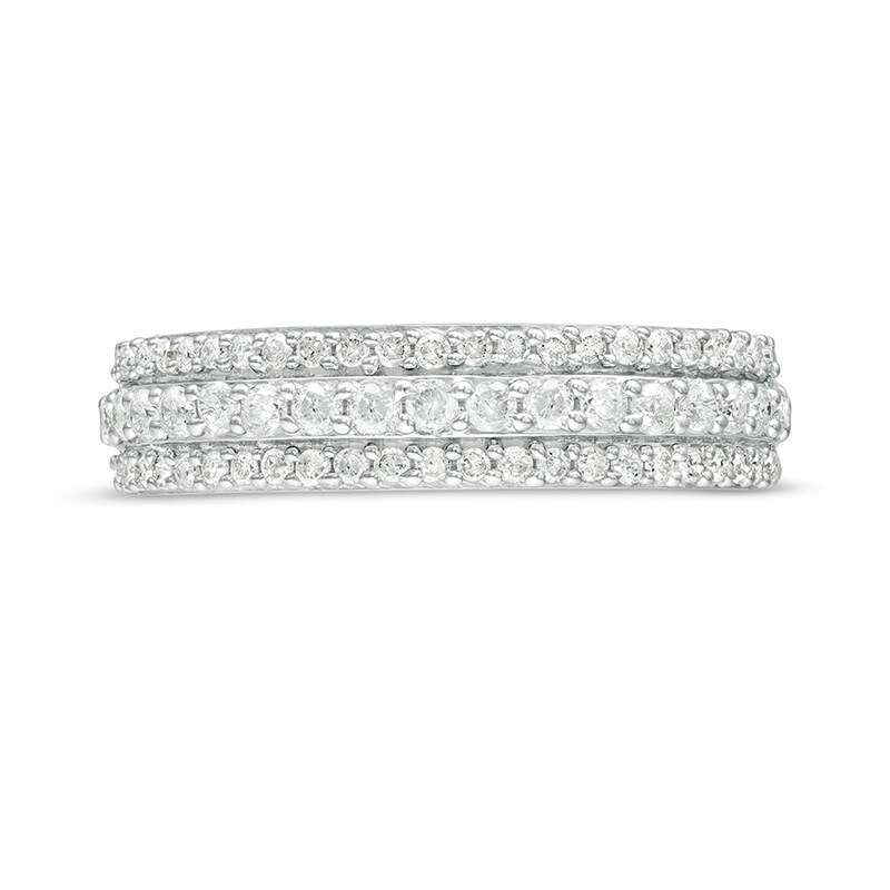 Main Image 4 of Previously Owned 1/2 CT. T.W. Diamond Multi-Row Band in 10K White Gold