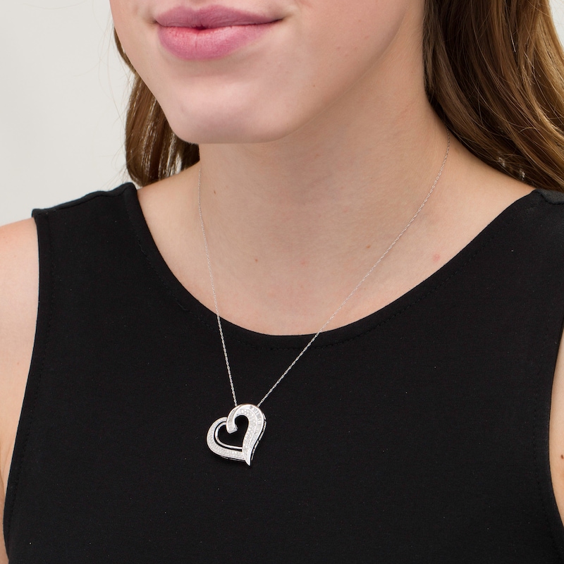 Previously Owned - 1 CT. T.W. Diamond Tilted Heart Pendant in 10K White Gold