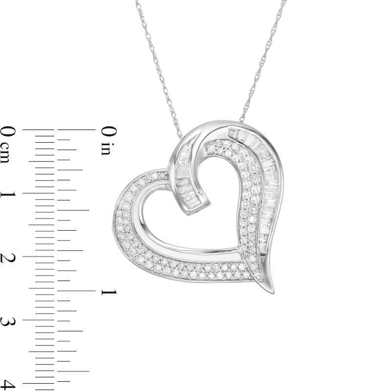 Previously Owned - 1 CT. T.W. Diamond Tilted Heart Pendant in 10K White Gold