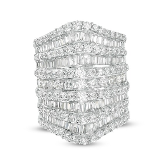 Previously Owned - 4 CT. T.w. Composite Diamond Multi-Row Chevron Ring in 10K White Gold