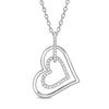 Thumbnail Image 1 of Previously Owned - Vera Wang Love Collection 1/6 CT. T.W. Diamond Interlocking Heart Necklace in Sterling Silver - 19"