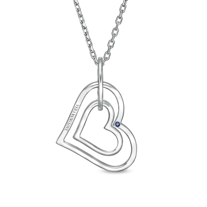 Main Image 3 of Previously Owned - Vera Wang Love Collection 1/6 CT. T.W. Diamond Interlocking Heart Necklace in Sterling Silver - 19"