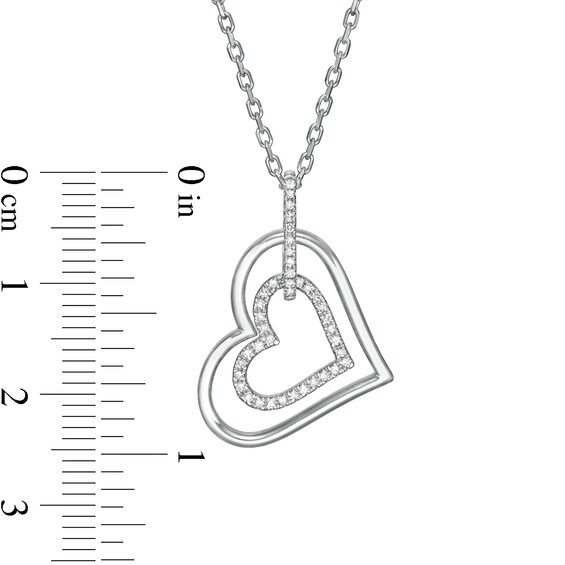Previously Owned - Vera Wang Love Collection 1/6 CT. T.w. Diamond Interlocking Heart Necklace in Sterling Silver - 19"