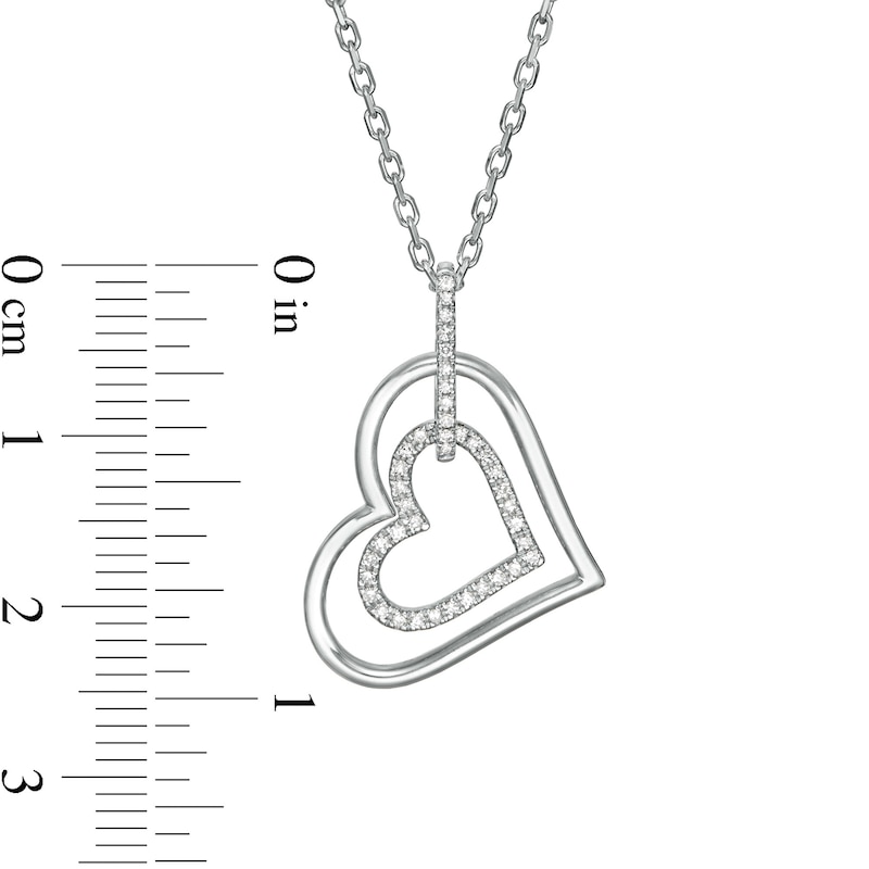 Main Image 4 of Previously Owned - Vera Wang Love Collection 1/6 CT. T.W. Diamond Interlocking Heart Necklace in Sterling Silver - 19"