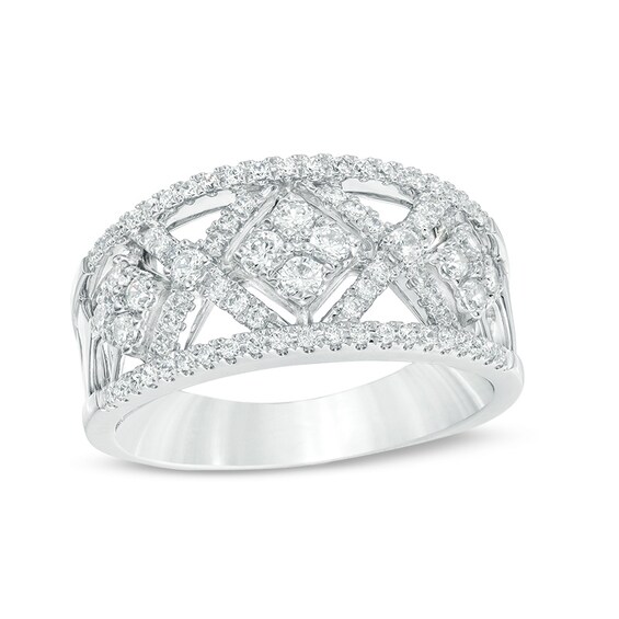 Previously Owned - 1/2 CT. T.w. Diamond Geometric Ring in 10K White Gold