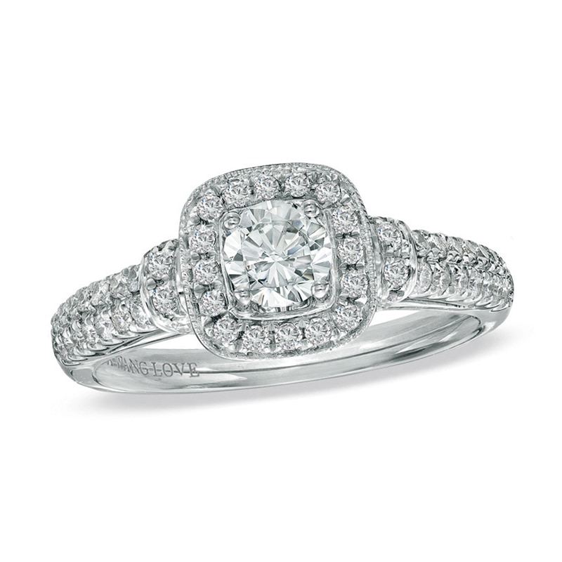 Main Image 1 of Previously Owned - Vera Wang Love Collection 3/4 CT. T.W. Diamond Frame Engagement Ring in 14K White Gold