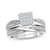 Thumbnail Image 1 of Previously Owned - 1/2 CT. T.W. Princess-Cut Multi-Diamond Twist Shank Bridal Set in 10K White Gold