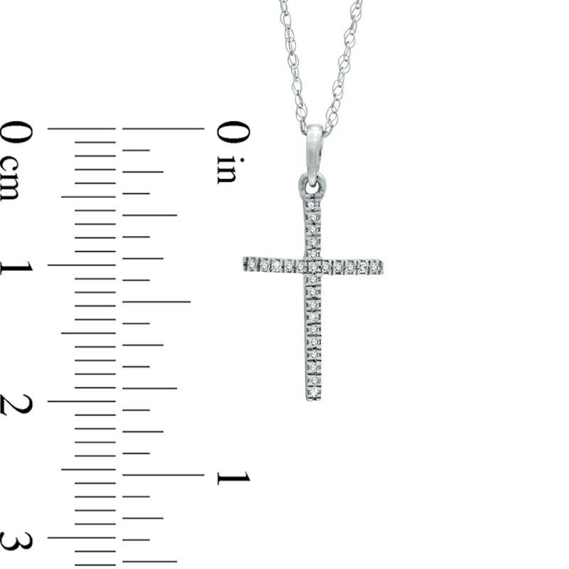 Main Image 2 of Previously Owned - Diamond Accent Cross Pendant in 10K White Gold