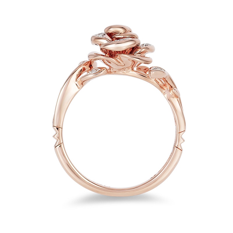 Main Image 3 of Previously Owned - Enchanted Disney Belle 1/10 CT. T.W. Diamond Rose Ring in 10K Rose Gold