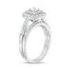 Thumbnail Image 1 of Previously Owned - 1 CT. T.W. Diamond Double Cushion Frame Bridal Set in 14K White Gold