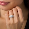 Thumbnail Image 2 of Previously Owned - 1-1/2 CT. T.W. Princess-Cut Diamond Three Stone Frame Twist Bridal Set in 10K White Gold