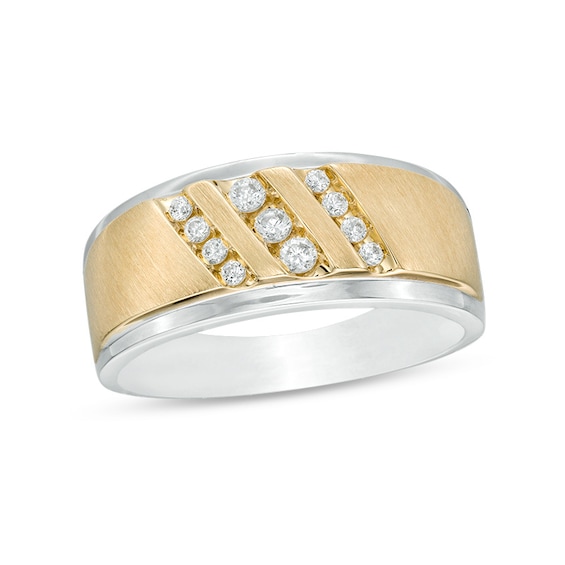 Previously Owned - Men's 1/4 CT. T.w. Diamond Triple Slant Band in 10K Two-Tone Gold