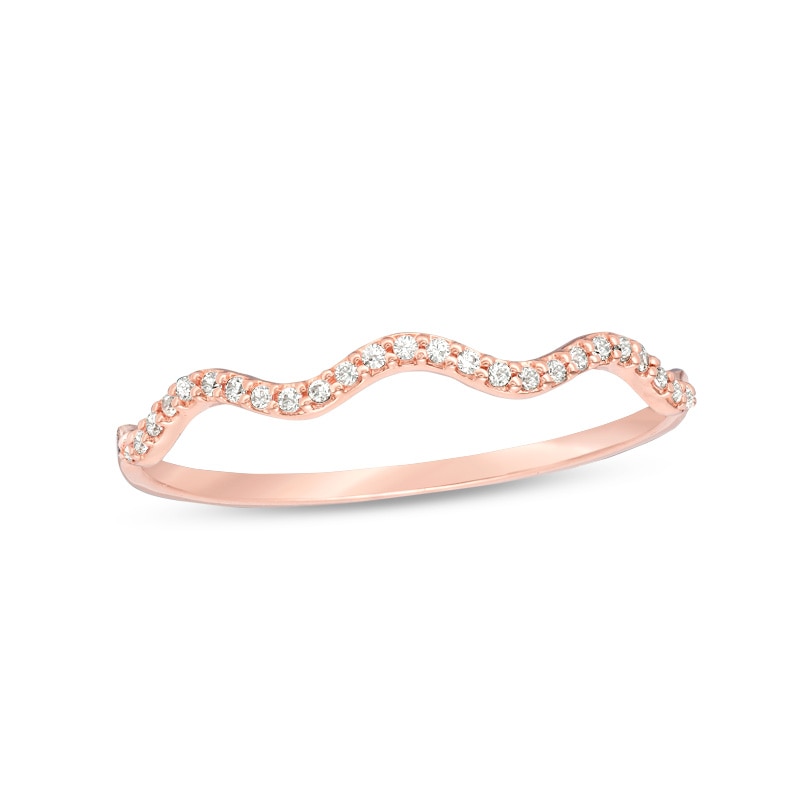 Main Image 1 of Previously Owned - 1/15 CT. T.W. Diamond Wave Band in 10K Rose Gold