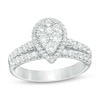 Thumbnail Image 1 of Previously Owned 1 CT. T.W. Composite Diamond Pear-Shaped Frame Soldered Bridal Set in 14K White Gold