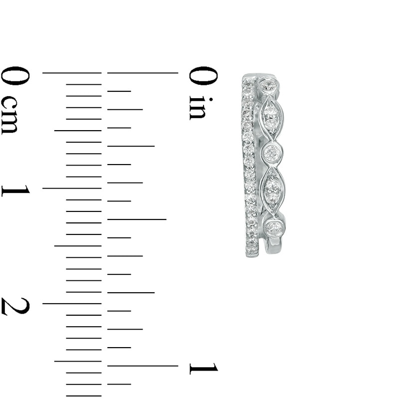 Main Image 3 of Previously Owned - 1/4 CT. T.W. Diamond Double Hoop Earrings in 10K White Gold