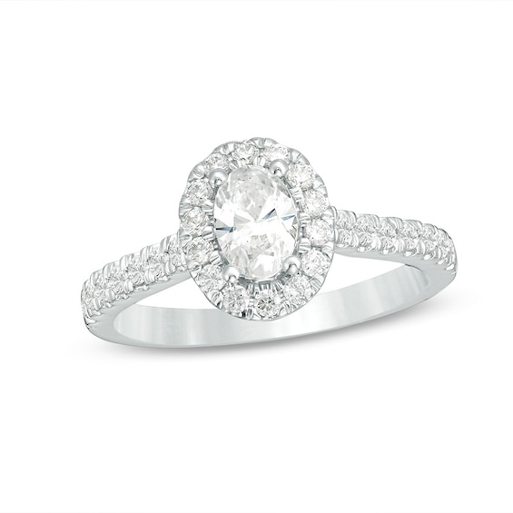 Previously Owned - Love's Destiny by Peoples 1 CT. T.w. Oval Diamond Frame Engagement Ring in 14K White Gold