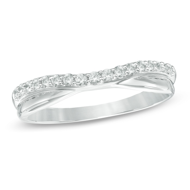 Main Image 1 of Previously Owned - 1/5 CT. T.W. Diamond Twist Contour Band in 14K White Gold