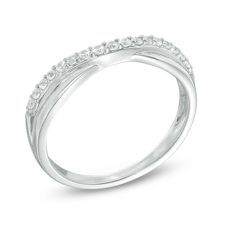 Main Image 2 of Previously Owned - 1/5 CT. T.W. Diamond Twist Contour Band in 14K White Gold