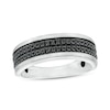 Thumbnail Image 1 of Previously Owned - 1/3 CT. T.W. Black Diamond Double Row Wedding Band in 10K White Gold