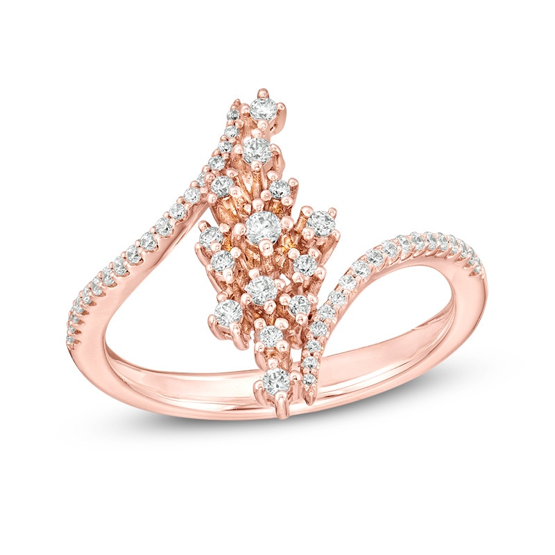 Main Image 1 of Previously Owned - 1/4 CT. T.W. Diamond Scatter Linear Bypass Ring in 10K Rose Gold