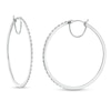 Thumbnail Image 0 of Previously Owned - 1/2 CT. T.W. Baguette and Round Diamond Alternating Hoop Earrings in 10K White Gold
