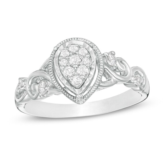 Previously Owned - Cherished Promise Collection⢠1/5 CT. T.w. Diamond Teardrop Frame Promise Ring in Sterling Silver