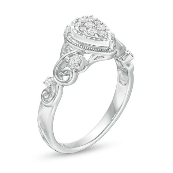 Previously Owned - Cherished Promise Collectionâ¢ 1/5 CT. T.w. Diamond Teardrop Frame Promise Ring in Sterling Silver