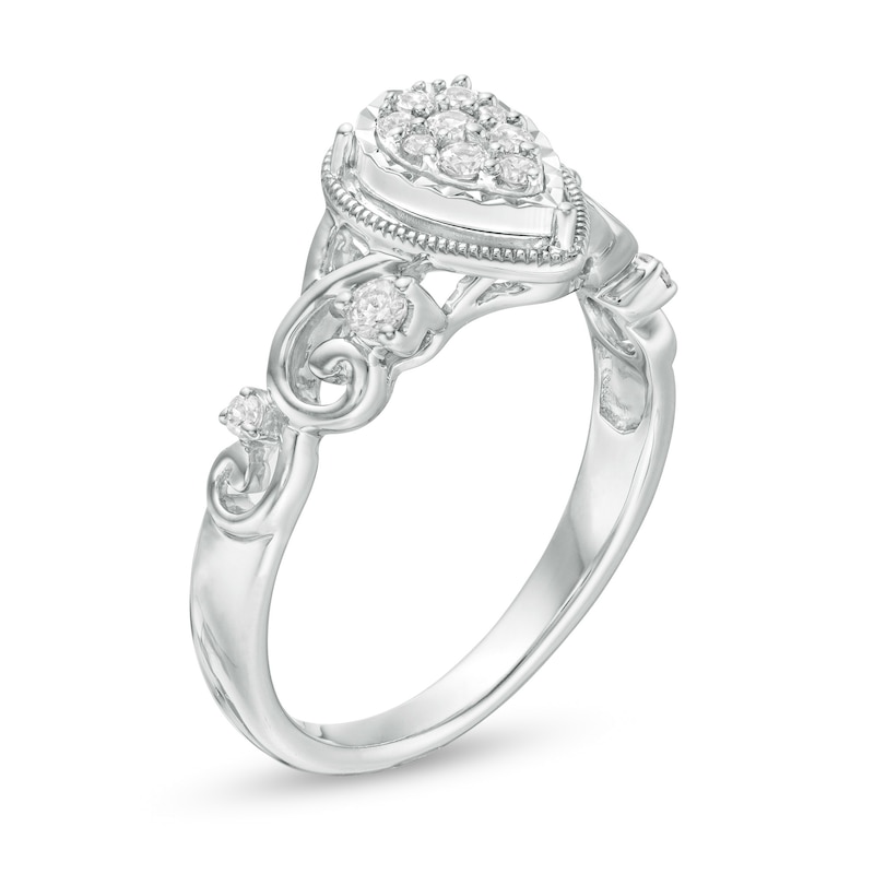 Main Image 3 of Previously Owned - Cherished Promise Collection™ 1/5 CT. T.W. Diamond Teardrop Frame Promise Ring in Sterling Silver