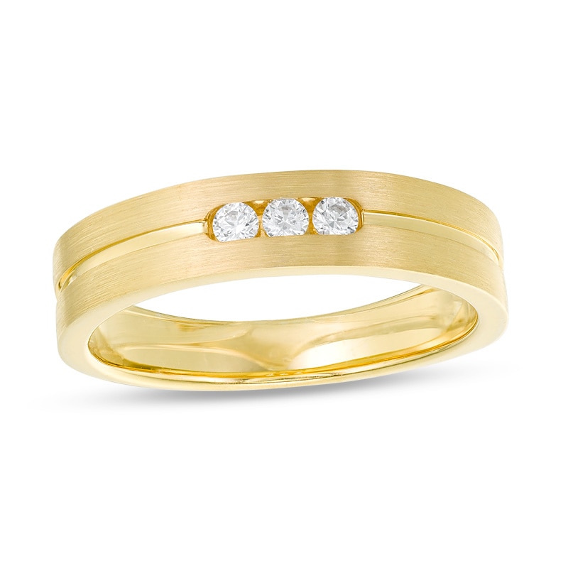 Main Image 1 of Previously Owned - 1/5 CT. T.W. Diamond Three Stone Wedding Band in 10K Gold