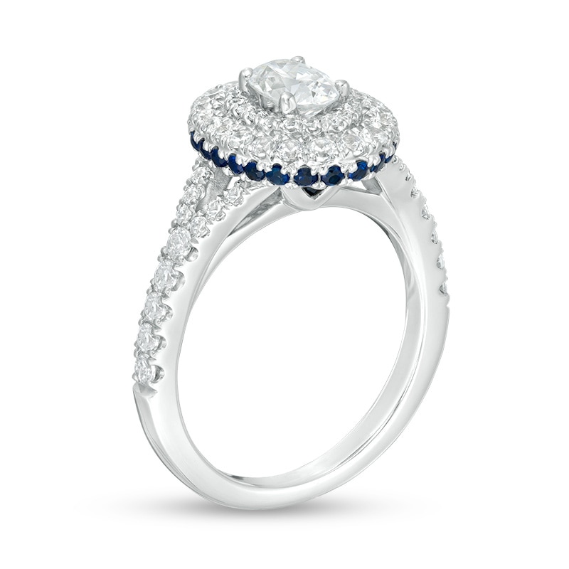 Main Image 2 of Previously Owned - Vera Wang Love Collection 1-1/5 CT. T.W. Oval Diamond Frame Engagement Ring in 14K White Gold