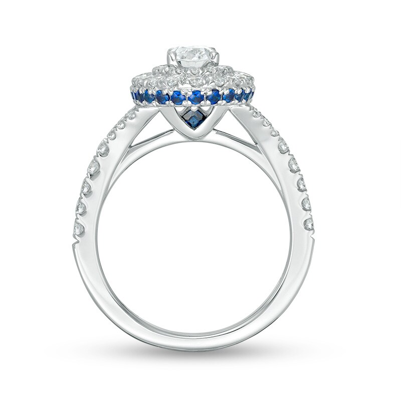 Main Image 3 of Previously Owned - Vera Wang Love Collection 1-1/5 CT. T.W. Oval Diamond Frame Engagement Ring in 14K White Gold