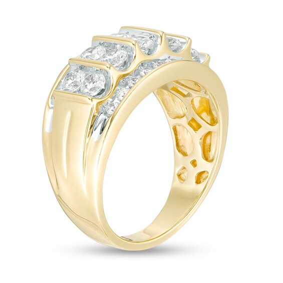 Previously Owned - 2 CT. T.w. Champagne Diamond Multi-Row Column Ring in 10K Gold