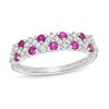 Thumbnail Image 1 of Previously Owned - Lab-Created Ruby and White Sapphire Zig-Zag Ring in Sterling Silver