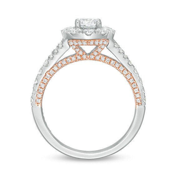Previously Owned - Zales Private Collection 1-1/2 CT. T.w. Colourless Diamond Frame Engagement Ring in 14K Two-Tone Gold