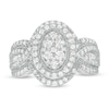 Thumbnail Image 4 of Previously Owned - 1 CT. T.W. Composite Diamond Double Oval Frame Vintage-Style Engagement Ring in 10K White Gold