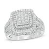 Thumbnail Image 1 of Previously Owned - 1 CT. T.W. Princess-Cut Diamond Multi-Row Vintage-Style Engagement Ring in 10K White Gold