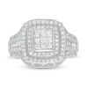 Thumbnail Image 4 of Previously Owned - 1 CT. T.W. Princess-Cut Diamond Multi-Row Vintage-Style Engagement Ring in 10K White Gold